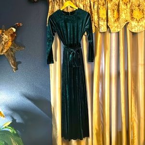 Green Velvet Maxi Dress
